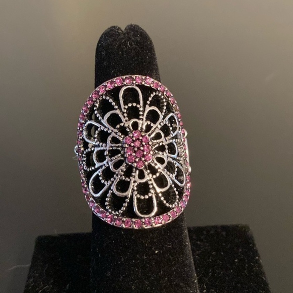 Paparazzi Pink and Silver Floral Ring